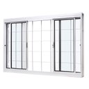 Ver imagem 4 de Janela de Aço de Correr Central 100x200cm 4 Folhas com Grade Quadriculada e Vidro Liso Qualitysol Ra