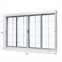 Ver imagem 2 de Janela de Aço de Correr Central 100x200cm 4 Folhas com Grade Quadriculada e Vidro Liso Qualitysol Ra