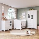 Ver imagem 1 de Quarto de Bebê Guarda-Roupa 3 Portas Janeladas Cômoda e Berço MDF Mimo Espresso Móveis Branco Brilho