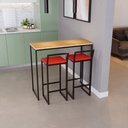 Ver imagem 2 de Bancada Cozinha Balcão Gourmet Pinus 2 Banquetas Estofado Pt