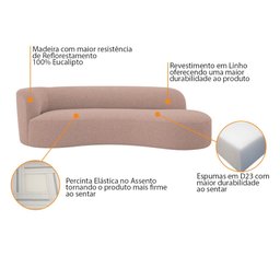 Divã Recamier Orgânico Tokyo 200cm Lado Direito Linho Rose - Amarena Móveis - 6