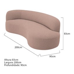 Divã Recamier Orgânico Tokyo 200cm Lado Direito Linho Rose - Amarena Móveis - 3
