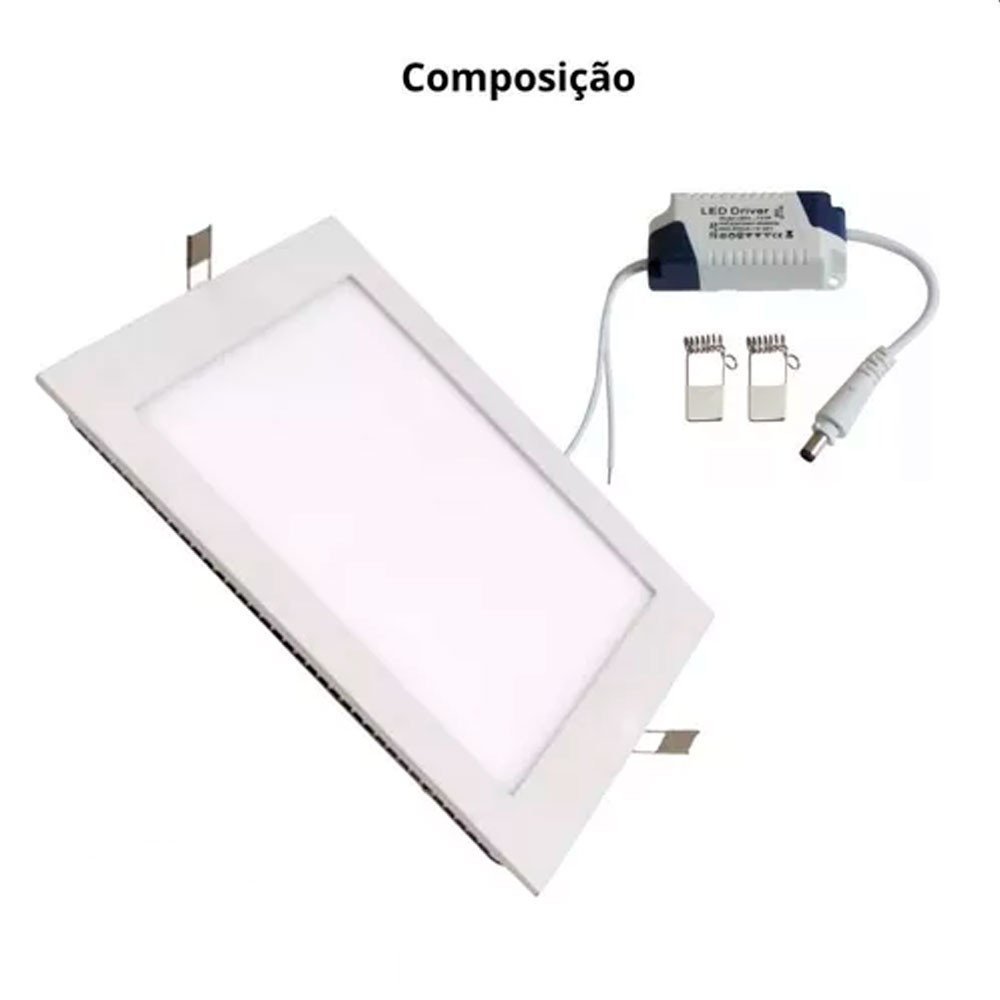 Kit 10 Paineis Plafon de Embutir 18W Branco 20x20 Lindo Top - 5