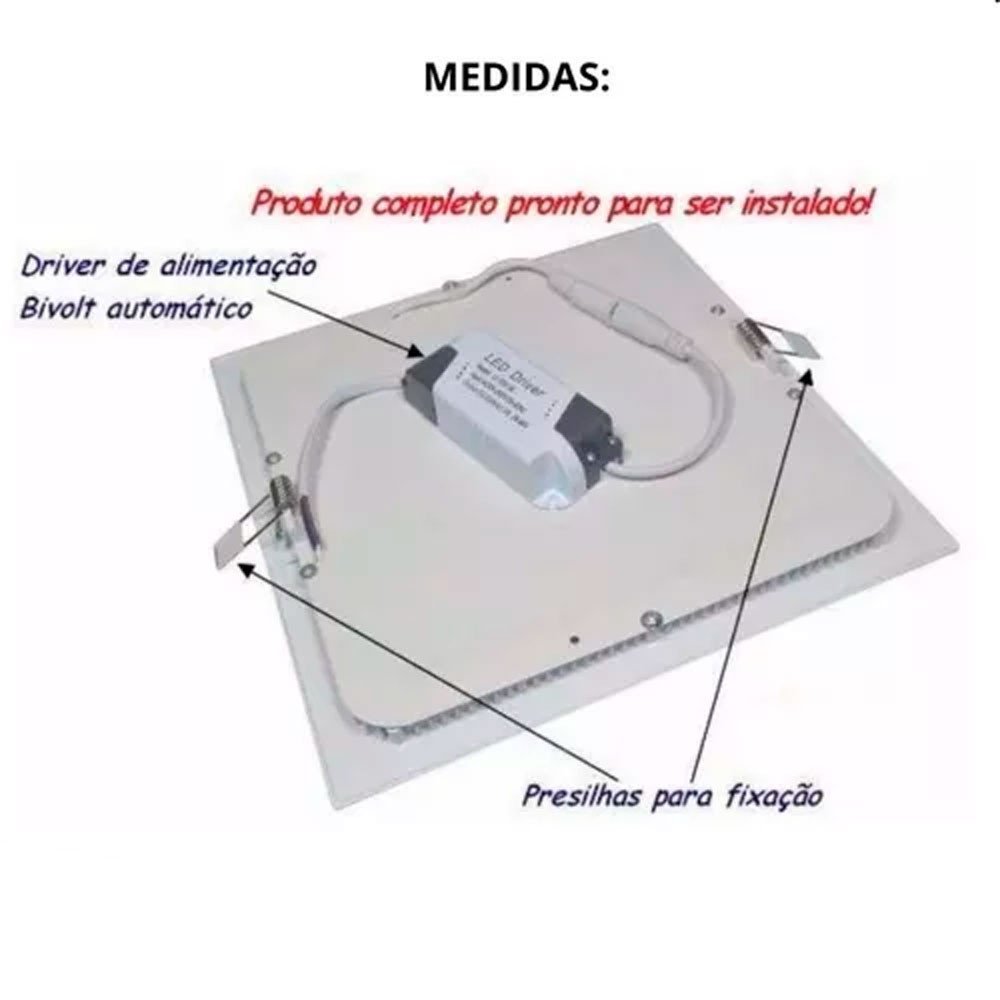 Kit 10 Paineis Plafon de Embutir 18W Branco 20x20 Lindo Top - 3