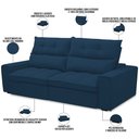 Ver imagem 3 de Sofá Retrátil Reclinável para Sala de Estar Living 210cm Dimas F04 Veludo Azul - Lyam Decor
