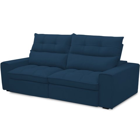 Sofá Retrátil Reclinável para Sala de Estar Living 210cm Dimas F04 Veludo Azul - Lyam Decor