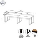 Ver imagem 3 de Plataforma de Trabalho 4 Pessoas 2,80m x 1,20m Pés Metal Escritório F5 Office - Freijó com Branco
