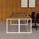 Ver imagem 5 de Plataforma de Trabalho 4 Pessoas 2,80m x 1,20m Pés Metal Escritório F5 Office - Freijó com Branco