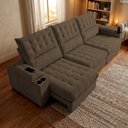 Ver imagem 2 de Sofá Retrátil e Reclinável 3,95m Arena com Molas Ensacadas e Carregador USB-C Boucle Marrom Cama