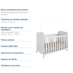 Quarto de Bebê Completo com Guarda Roupa 4 Portas com Janelas Cômoda e Berço 100% MDF Mimo Espresso Móveis - 12