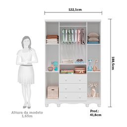 Quarto de Bebê Completo com Guarda Roupa 4 Portas com Janelas Cômoda e Berço 100% MDF Mimo Espresso Móveis - 6