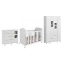Ver imagem 2 de Quarto de Bebê Guarda-Roupa 4 Portas Janeladas Cômoda e Berço MDF Mimo Espresso Móveis Branco Brilho