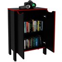 Ver imagem 2 de Armário Gamer para Escritório Multiuso Baixo 2 Portas Preto/vermelho