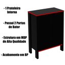 Ver imagem 3 de Armário Gamer para Escritório Multiuso Baixo 2 Portas Preto/vermelho