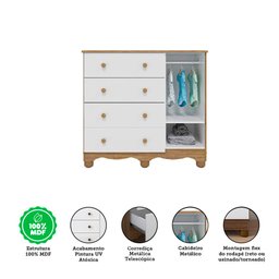 Quarto de Bebê Completo com Guarda Roupa 4 Portas com Janelas Cômoda e Berço 100% MDF Mimo Espresso Móveis - 10 Quarto de Bebê Completo com Guarda Roupa 4 Portas com Janelas Cômoda e Berço 100% MDF Mimo Espresso Móveis - 10