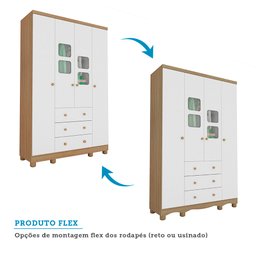 Quarto de Bebê Completo com Guarda Roupa 4 Portas com Janelas Cômoda e Berço 100% MDF Mimo Espresso Móveis - 7 Quarto de Bebê Completo com Guarda Roupa 4 Portas com Janelas Cômoda e Berço 100% MDF Mimo Espresso Móveis - 7