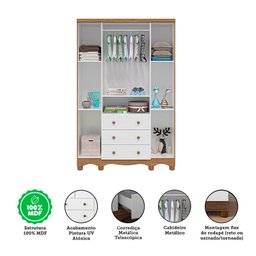 Quarto de Bebê Completo com Guarda Roupa 4 Portas com Janelas Cômoda e Berço 100% MDF Mimo Espresso Móveis - 9 Quarto de Bebê Completo com Guarda Roupa 4 Portas com Janelas Cômoda e Berço 100% MDF Mimo Espresso Móveis - 9