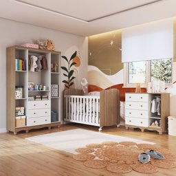 Quarto de Bebê Completo com Guarda Roupa 4 Portas com Janelas Cômoda e Berço 100% MDF Mimo Espresso Móveis - 2 Quarto de Bebê Completo com Guarda Roupa 4 Portas com Janelas Cômoda e Berço 100% MDF Mimo Espresso Móveis - 2