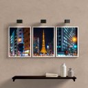 Ver imagem 1 de Kit 3 Quadros Decorativos Noite Em paris 24x18cm - com Vidro:madeira Preta