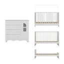 Ver mais imagens de Berço 3 em 1 com Colchão Incluso e Cômoda 1 Porta 4 Gavetas Aurora Multimóveis Mp4770 Branco