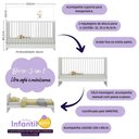 Ver imagem 6 de Berço 3 em 1 com Colchão Incluso e Cômoda 1 Porta 4 Gavetas Aurora Multimóveis Mp4770 Branco