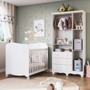 Ver imagem 2 de Quarto de Bebê Guarda-Roupa 3 Portas com Janelas e Berço 100% MDF Mimo Espresso Móveis Branco Brilho