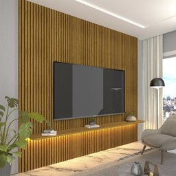 Painel para TV até 90 Polegadas Impressão Ripada com LED 220cm 100% MDF Requinte - 6