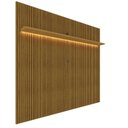 Ver imagem 2 de Painel Ripado para TV até 90 Polegadas com LED 100% MDF 224cmx250cm Impressão Ripada Requinte Marrom Naturale