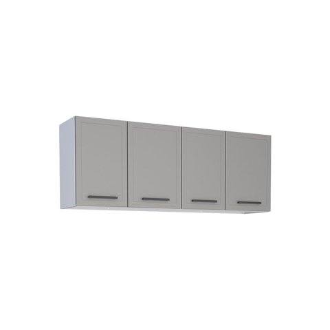 Armário Aéreo de Cozinha em Aço 150cm 3 Portas Juno Cinza
