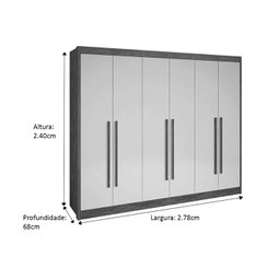 Guarda-roupa 6 Portas Branco Athos 2.78 D'doro - 3