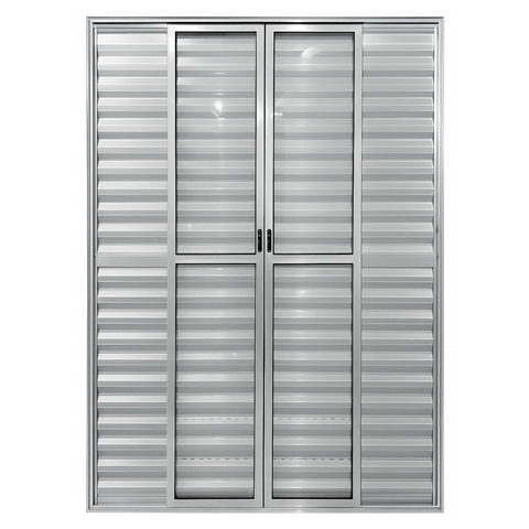 Porta Balcão de Aluminio Brilhante 6 Folhas com Trinco 2,10x1,80