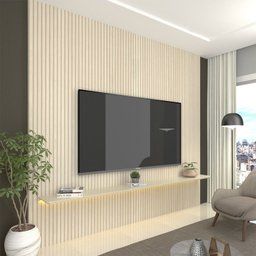 Painel para TV até 90 Polegadas Impressão Ripada com LED 220cm 100% MDF Requinte - 6