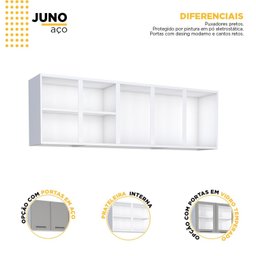 Armário Aéreo de Cozinha em Aço 180cm 3 Portas Juno  - 2