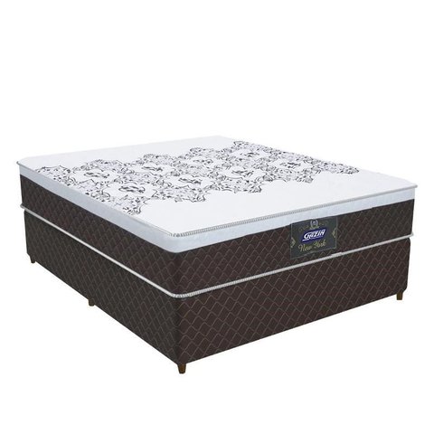 Conjunto Box Casal New York Nw Molas Ensacadas 138x188 Marrom - Gazin