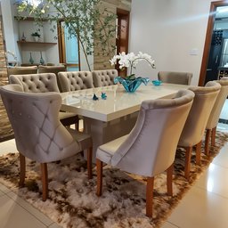 Mesa de Jantar Mdf Laminado Laca Auto Brilho 180x90cm - Off White / Bege (somente Mesa) - 6