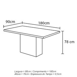 Mesa de Jantar Mdf Laminado Laca Auto Brilho 180x90cm - Off White / Bege (somente Mesa) - 8
