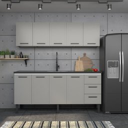 Armário Aéreo de Cozinha em Aço 200cm 3 Portas Juno - 1 Armário Aéreo de Cozinha em Aço 200cm 3 Portas Juno - 1