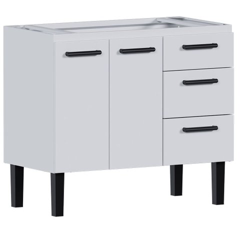 Gabinete Aço Atena 0,95m Branco para Pia 1,00 Metros - P103614 - Cozimax