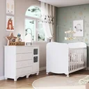 Ver imagem 1 de Quarto de Bebê Cômoda 1 Porta com Janela e Berço 100% MDF Mimo Espresso Móveis Branco Brilho