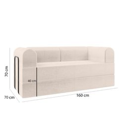 Sofá 2 Lugares Estofado D-plus 160 Cm Monaco - Linho Bege - 2