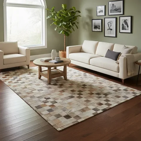 Tapete de Couro Quadriculado 2,00 X 1,50 M Castor Claro