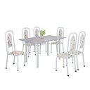 Ver imagem 2 de Conjunto Sala de Jantar com 6 Cadeiras Lara Branco/Arabesco