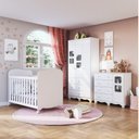 Ver imagem 1 de Quarto de Bebê Guarda-Roupa 3 Portas Cômoda com Janelas e Berço Mimo Espresso Móveis Branco Brilho