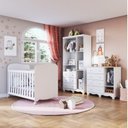 Ver imagem 2 de Quarto de Bebê Guarda-Roupa 3 Portas Cômoda com Janelas e Berço Mimo Espresso Móveis Branco Brilho