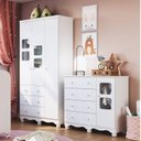 Ver imagem 1 de Quarto de Bebê Om Guarda Roupa 3 Portas 3 Gavetas e Cômoda 1 Porta 4 Gavetas Duda Branco/Brilho