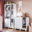 Ver imagem 2 de Quarto de Bebê Om Guarda Roupa 3 Portas 3 Gavetas e Cômoda 1 Porta 4 Gavetas Duda Branco/Brilho