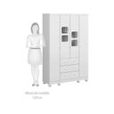 Ver imagem 5 de Quarto Infantil com Guarda Roupa 4 Portas e Cômoda 1 Porta com Janela Mimo Espresso Móveis Branco/Brilho
