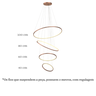Lustre Pendente Anel de Led Hoop 4 Argolas Aros em Alumínio 122W - 3