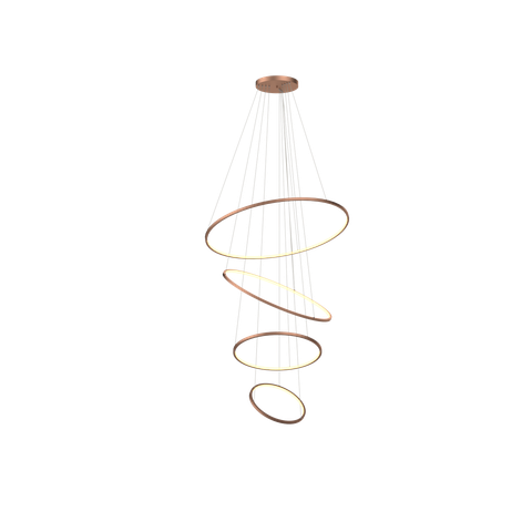 Lustre Pendente Anel de Led Hoop 4 Argolas Aros em Alumínio 122w