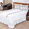 Kit Cobre Leito Casal Padrão Lisse 03 Peças Colcha Branco c/ Preto - 1